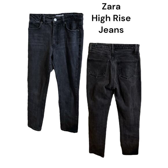 Zara Jeans Women's Size 6 Black Denim High Rise Cotton Elastane - Picture 1 of 7